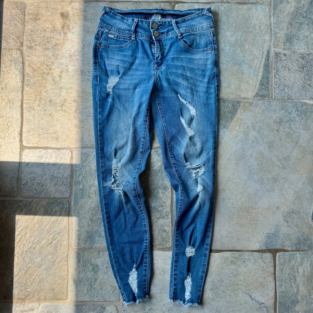 Y2K Wallflower Distressed Skinny Stretch Jeans Size 5 Low Rise Vintage